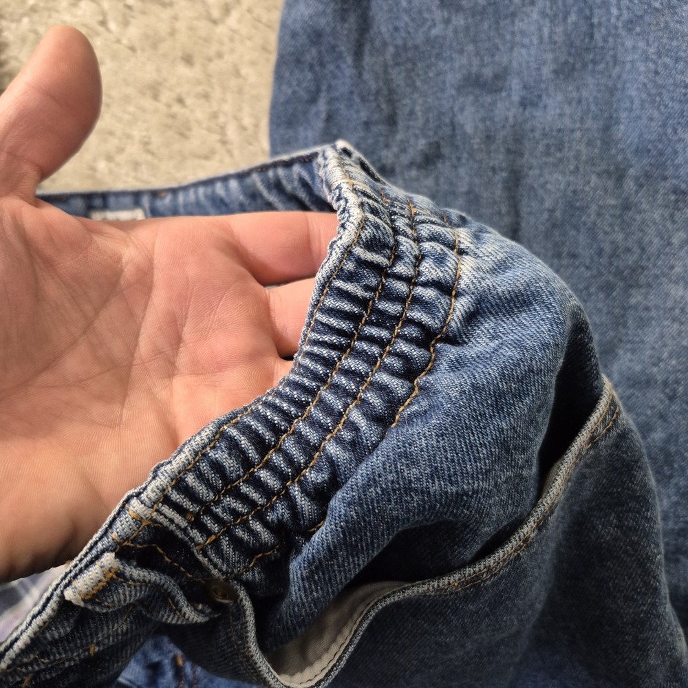 LL Bean Flannel Lined Jeans Womens 12 MT Blue Denim Relaxed Outdoor Work Camp - Picture 4 of 10